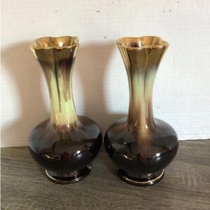 Vtg 1950s German Drip Glaze Vases